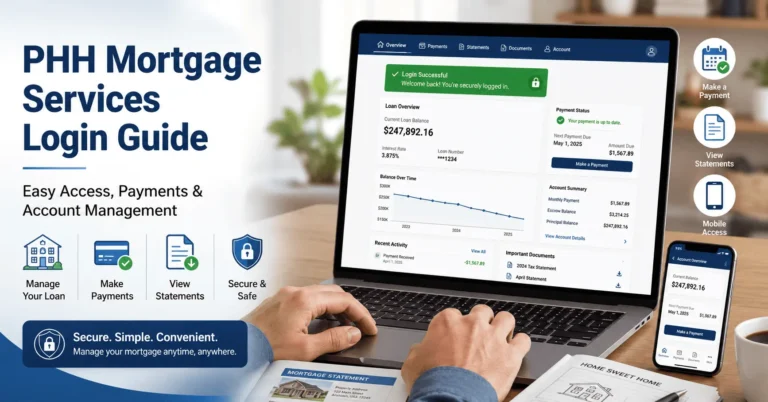 PHH Mortgage Services login dashboard for online mortgage account management.