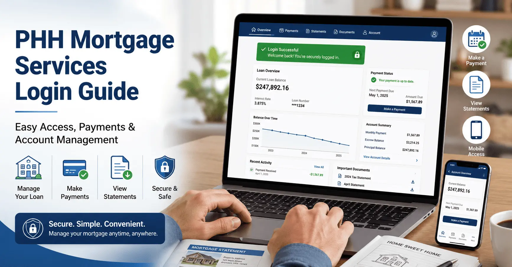 PHH Mortgage Services login dashboard for online mortgage account management.