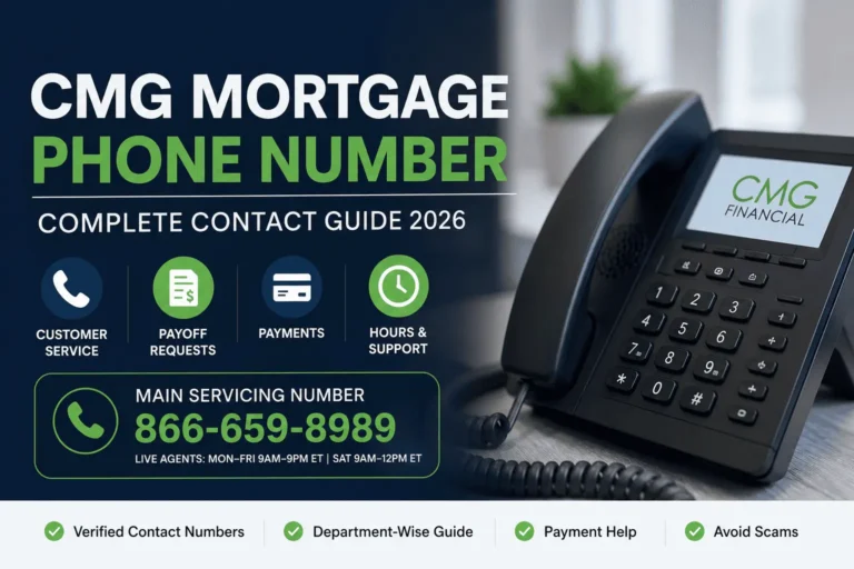 CMG Mortgage Phone Number guide with verified customer service contact, payment help, support hours, and payoff details
